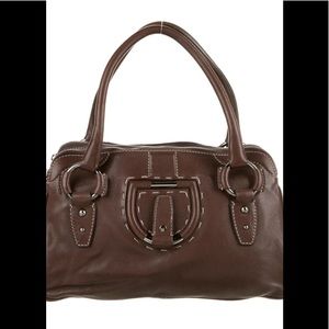 Dolce & Gabbana Bowler Handbag Leather Purse Miss Rider Brown Authentic